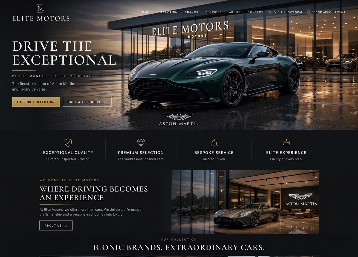Elite Motors — new cinematic website redesign